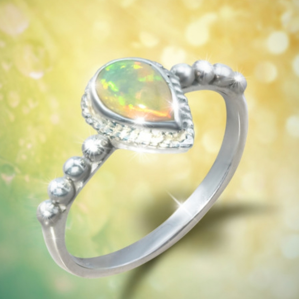 Opal Ring 6 Sterling Silver Energy Artist Julia Power Of Eight Abundance